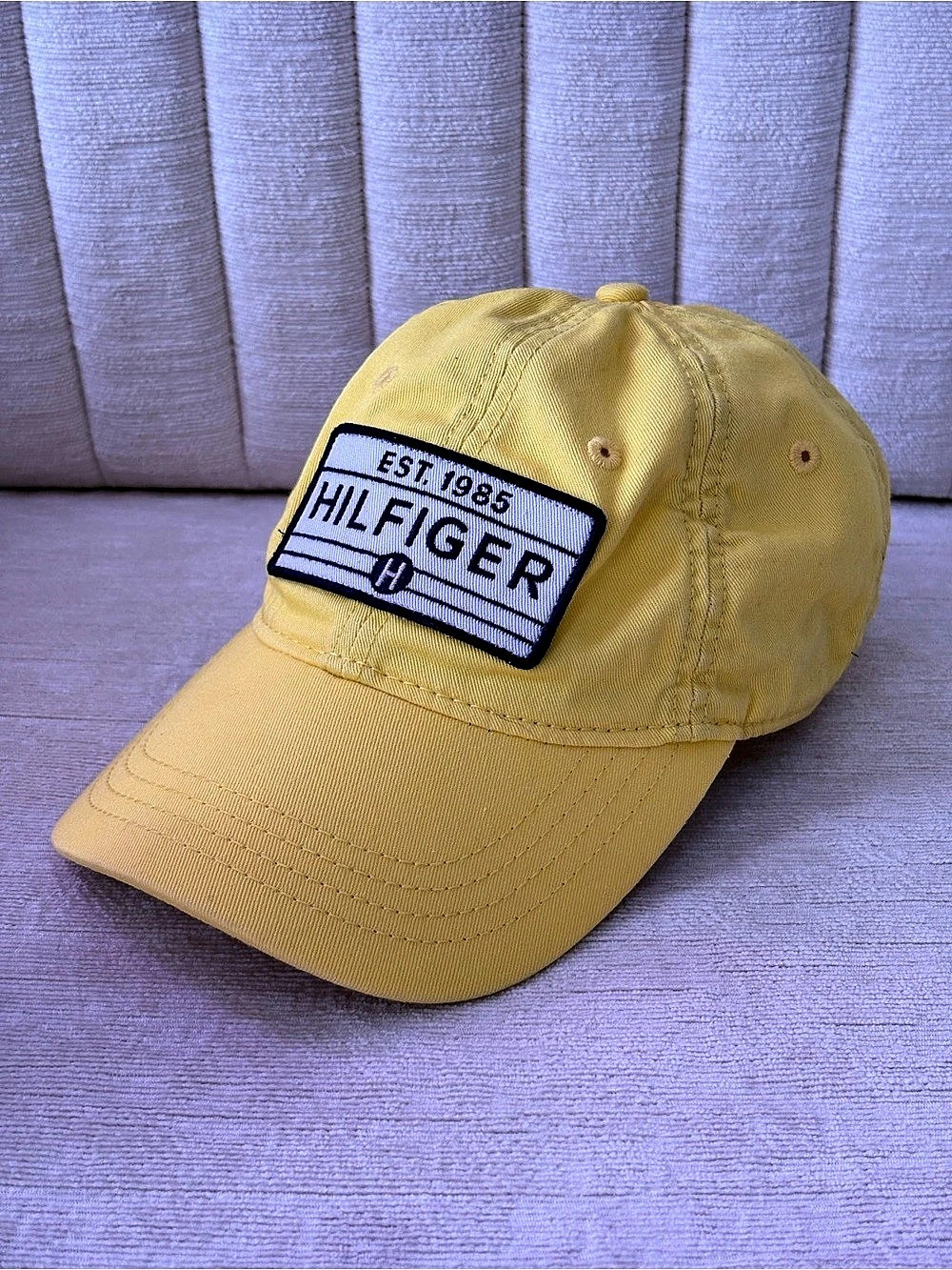 Tommy Hilfiger Yellow Est 1985 Patch Adjustable Strapback Baseball Hat Cap